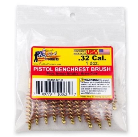 PROSHOT .32 CAL. PISTOL BRUSH - 12 QTY. BULK PACK 32P-D - Taurus Savings